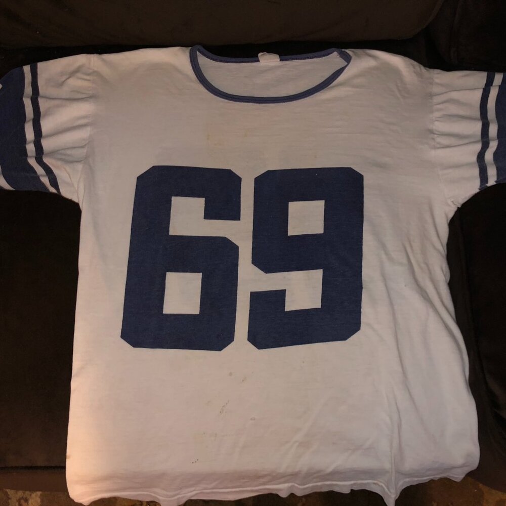 Vintage Distressed Football Jersey T-Shirt No. 69